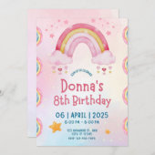 Rainbow Sprinkle Kids Birthday Party Kaart (Voorkant / Achterkant)