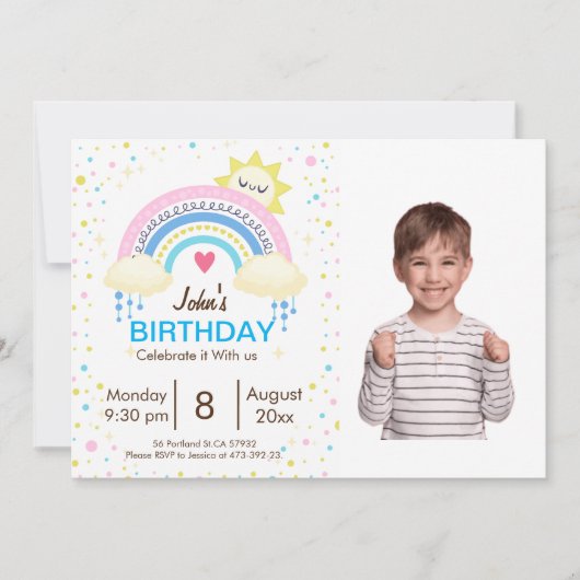 Rainbow Sprinkle Kids Birthday Party Kaart (Voorkant)