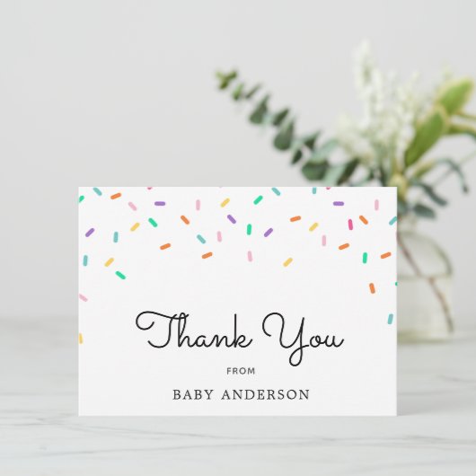 Rainbow Sprinkles Baby Bedankt (Staand voorkant)