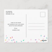 Rainbow Sprinkles Baby Dank u Briefkaart (Achterkant)