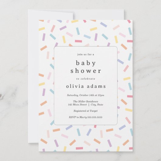 Rainbow Sprinkles-Baby shower Kaart (Voorkant)