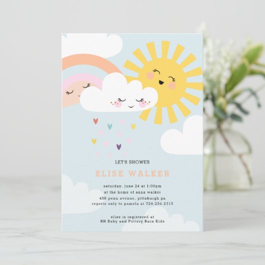 Rainbow Sprinkles Baby shower Uitnodiging (Staand voorkant)