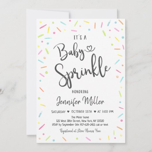 Rainbow Sprinkles Baby Sprinkle Kaart (Voorkant)