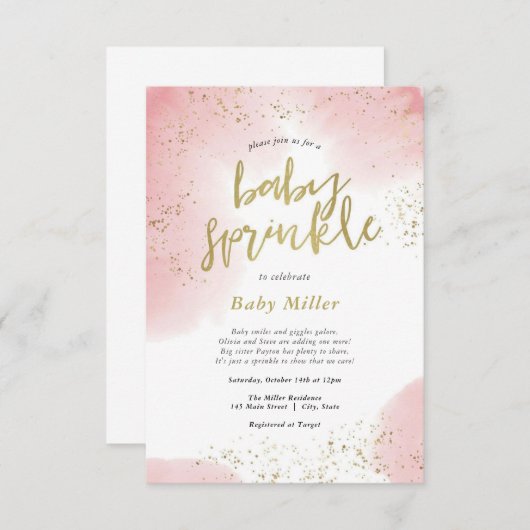 Rainbow Sprinkles Baby Sprinkle Kaart (Voorkant / Achterkant)