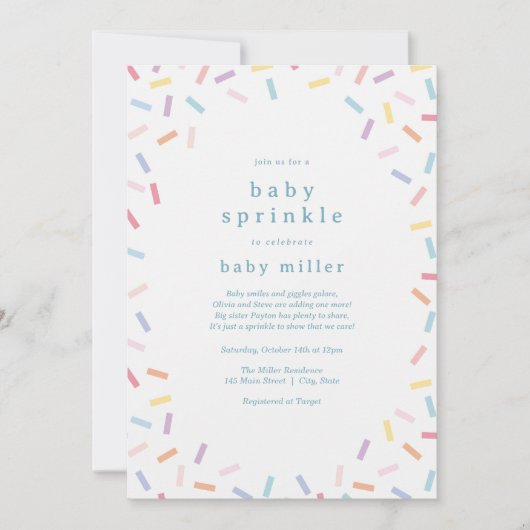 Rainbow Sprinkles Baby Sprinkle Kaart (Voorkant)