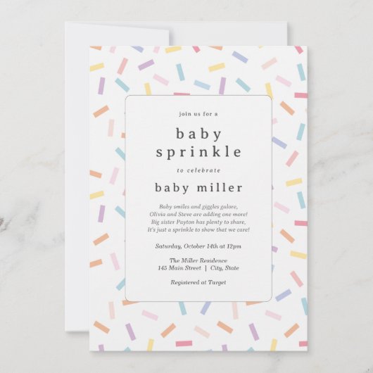 Rainbow Sprinkles Baby Sprinkle Kaart (Voorkant)