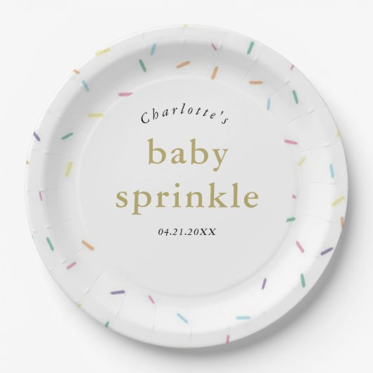 Rainbow Sprinkles Baby Sprinkle uitnodiging Papieren Bordje (Voorkant)