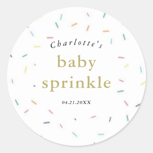 Rainbow Sprinkles Baby Sprinkle uitnodiging Ronde Sticker (Voorkant)