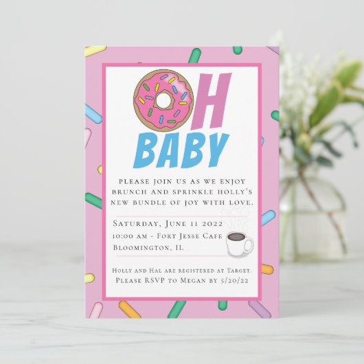 Rainbow Sprinkles Brunch Baby shower Uitnodiging (Staand voorkant)