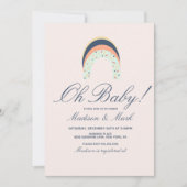 Rainbow Sprinkles Brush Stroke Baby shower Roze Kaart (Voorkant)