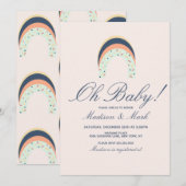 Rainbow Sprinkles Brush Stroke Baby shower Roze Kaart (Voorkant / Achterkant)