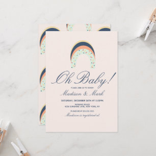 Rainbow Sprinkles Brush Stroke Baby shower Roze Kaart