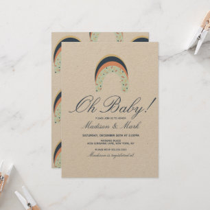 Rainbow Sprinkles Brush Stroke Baby shower Rustic Kaart