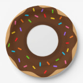 Rainbow Sprinkles Chocolate Donut Papieren Bordje (Voorkant)