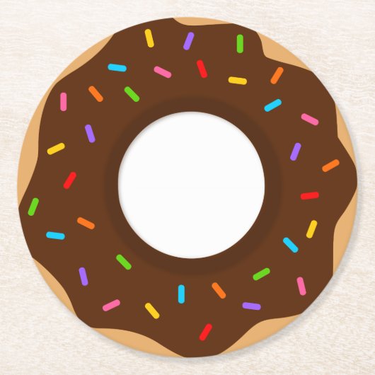 Rainbow Sprinkles Chocolate Donut Ronde Kartonnen Onderzetter (Voorkant)