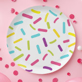Rainbow Sprinkles Colorful Dessert Snoep Papieren Bordje