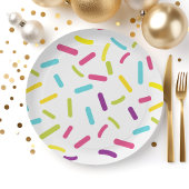 Rainbow Sprinkles Colorful Dessert Snoep Papieren Bordje