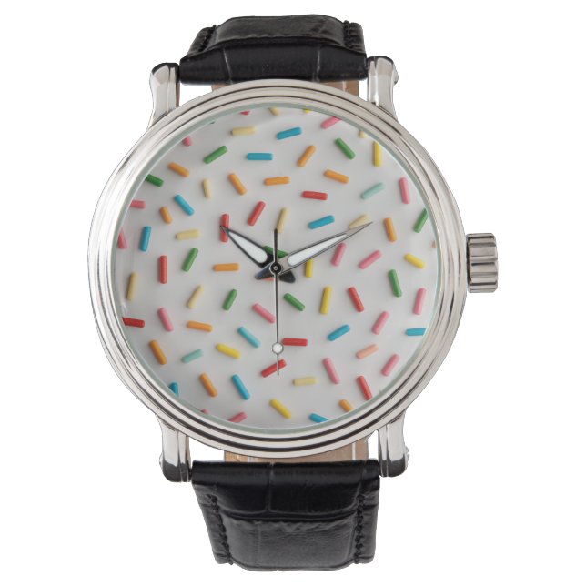 Rainbow Sprinkles Colorful Pattern Horloge (Voorkant)