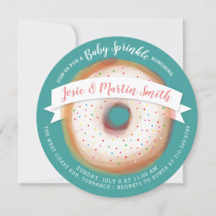 Rainbow Sprinkles Donut Baby shower Baby Sprinkle Kaart
