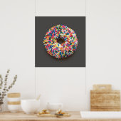 Rainbow Sprinkles Donut poster (op grijs) (Keuken)