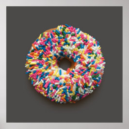 Rainbow Sprinkles Donut poster (op grijs)