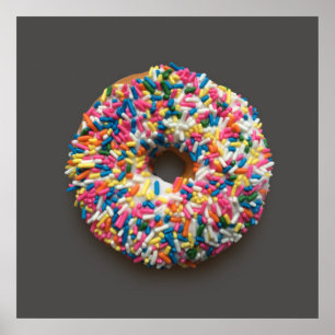 Rainbow Sprinkles Donut poster (op grijs)