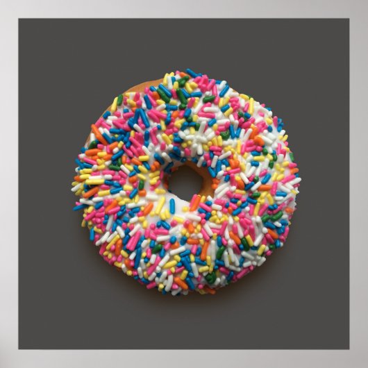 Rainbow Sprinkles Donut poster (op grijs) (Voorkant)