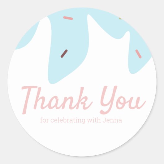 Rainbow Sprinkles Ice Cream Cake Frosting Pink Ronde Sticker (Voorkant)