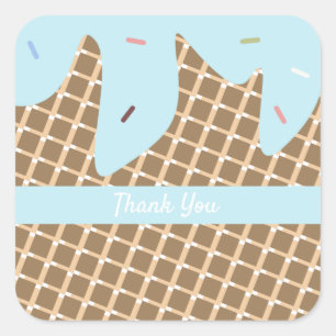 Rainbow Sprinkles Ice Cream Cone Cake Frosting Vierkante Sticker
