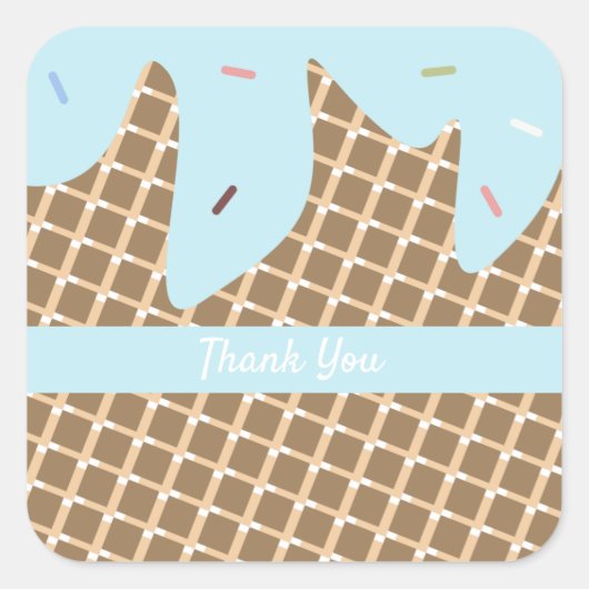 Rainbow Sprinkles Ice Cream Cone Cake Frosting Vierkante Sticker (Voorkant)