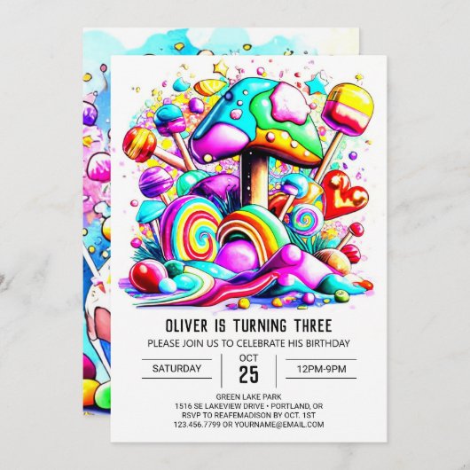 Rainbow Sprinkles Kinderen Verjaardag Kaart (Voorkant / Achterkant)