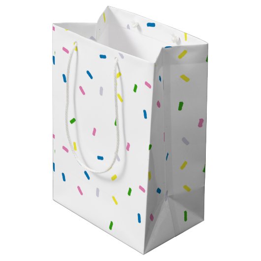 Rainbow Sprinkles Pattern Party Medium Cadeauzakje (Achterkant Gekanteld)