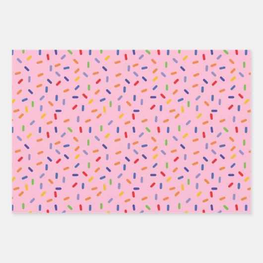 Rainbow Sprins Kleurrijke Confetti Licht Roze Inpakpapier Vel (Voorkant 2)