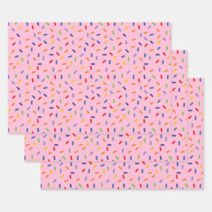 Rainbow Sprins Kleurrijke Confetti Licht Roze Inpakpapier Vel