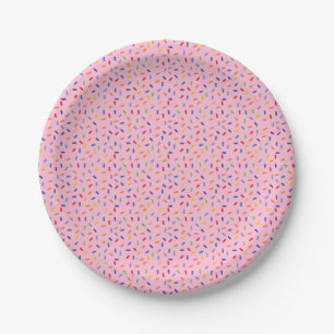 Rainbow Sprins Kleurrijke Confetti Licht Roze Papieren Bordje