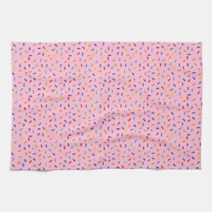 Rainbow Sprins Kleurrijke Confetti Licht Roze Theedoek