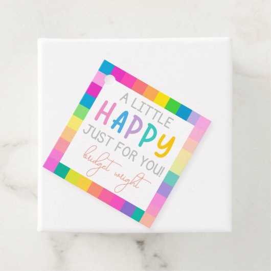 Rainbow Square Border Girls Gift Label (In situ)