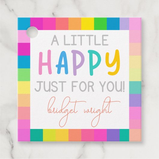 Rainbow Square Border Girls Gift Label (Voorkant)