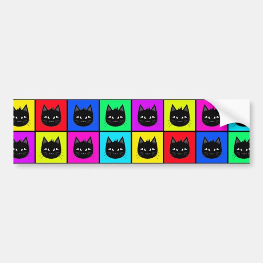 Rainbow Square Cat Pattern Bumpersticker (Voorkant)