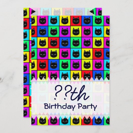 Rainbow Square Cat Pattern Kaart (Voorkant / Achterkant)