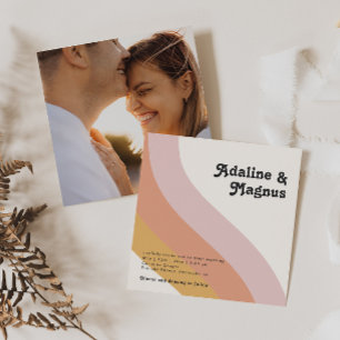 Rainbow Square Photo Wedding van Modern Retro 70 Kaart