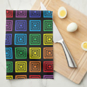 Rainbow Squared Black Theedoek (Quarter Fold)