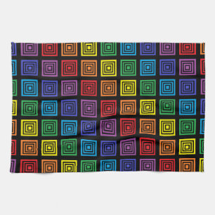 Rainbow Squared Black Theedoek