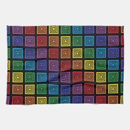 Rainbow Squared Black Theedoek (Horizontaal)