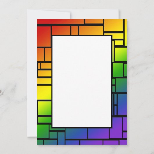 Rainbow Squares Border Uitnodiging (Voorkant)