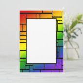 Rainbow Squares Border Uitnodiging (Staand voorkant)