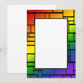 Rainbow Squares Border Uitnodiging (Voorkant / Achterkant)