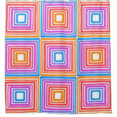 Rainbow Squares Geometric Tegel Pattern Douchegordijn (Voorkant)