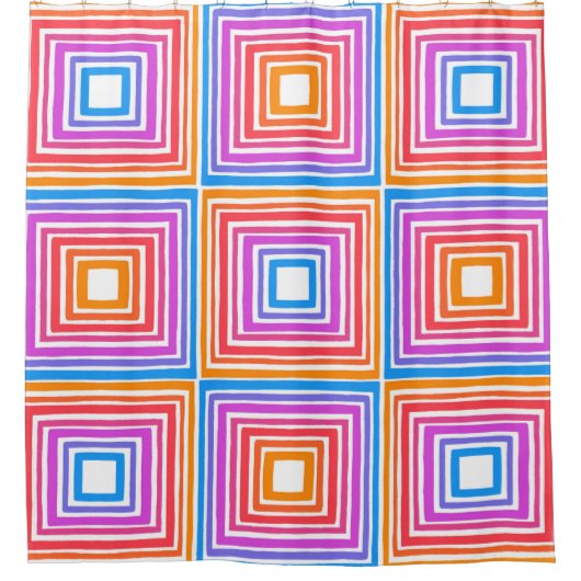Rainbow Squares Geometric Tegel Pattern Douchegordijn (Voorkant)