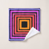 Rainbow Squares Geometric Tegel Pattern Neon Bad Handdoek (Wasdoekje)